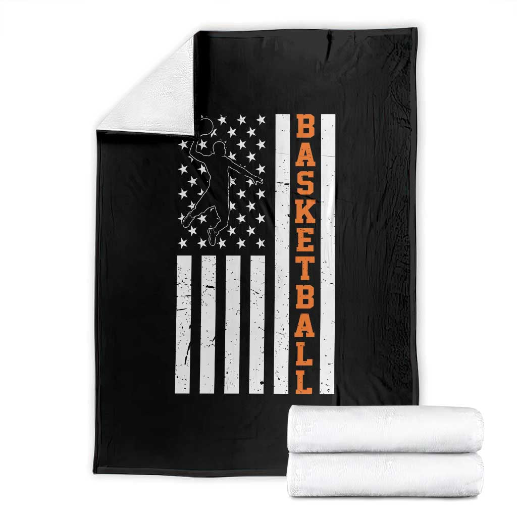 American Flag Basketball Throw Blanket Patriotic Sports Lover Gift TS12 Black Print Your Wear