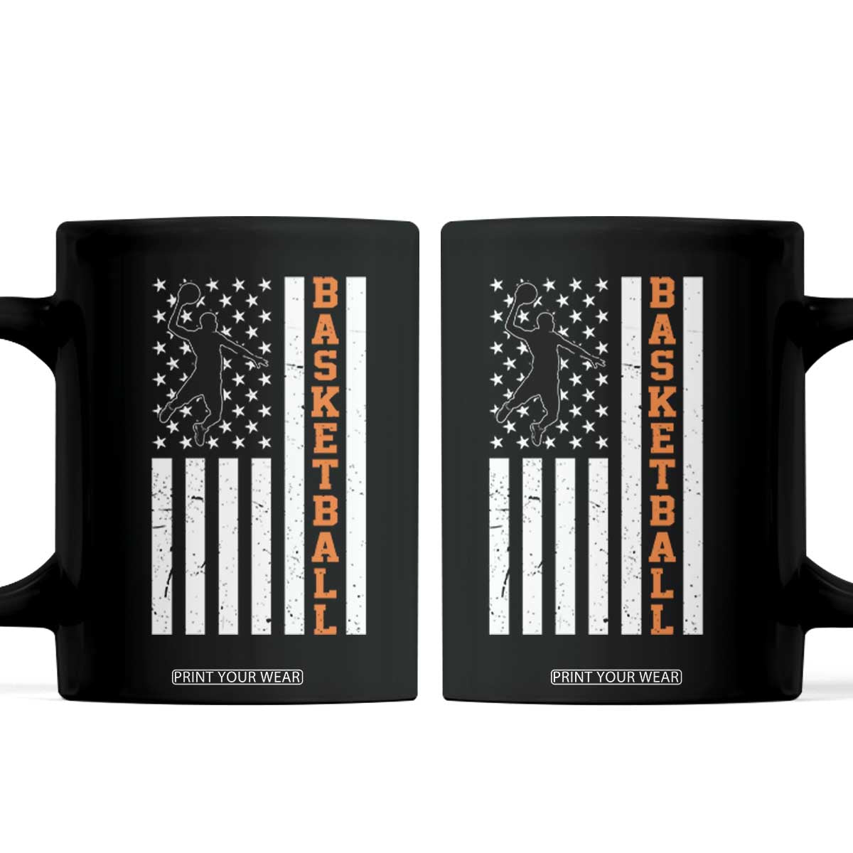American Flag Basketball Coffee Mug Patriotic Sports Lover Gift TS12 Black Print Your Wear