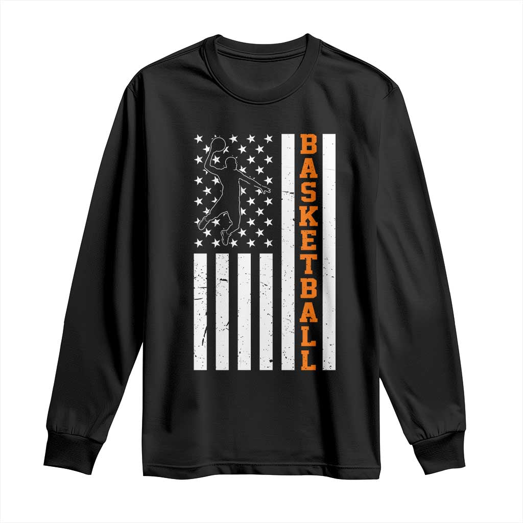 American Flag Basketball Long Sleeve Shirt Patriotic Sports Lover Gift TS12 Black Print Your Wear