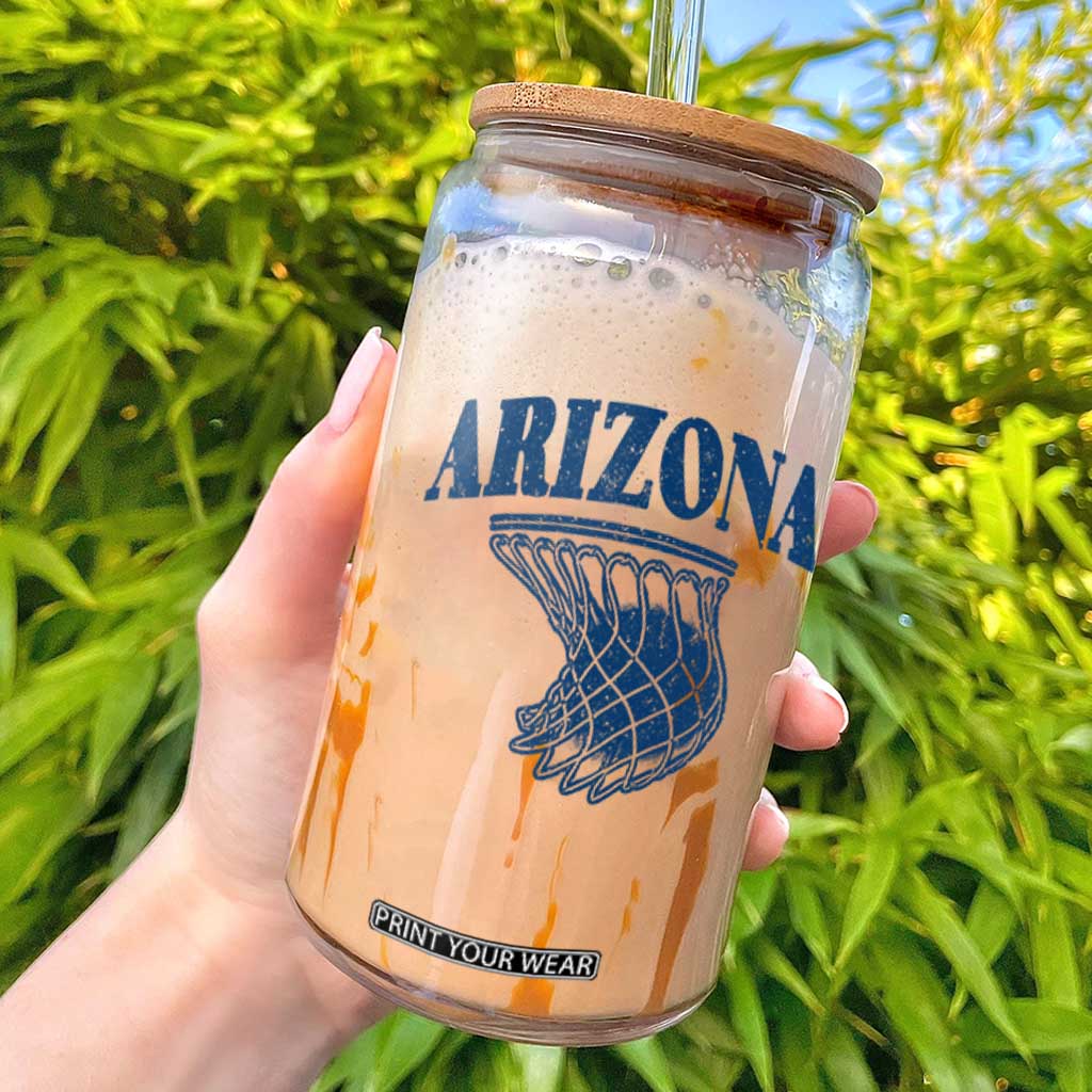 Arizona State Hoops Fan Gift Glass Can Basketball Lover TS12 White Print Your Wear