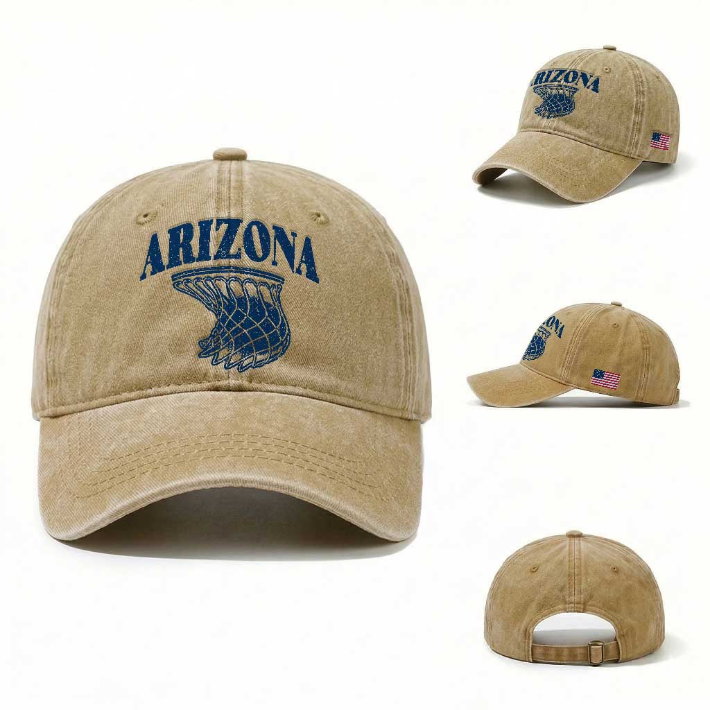 Arizona State Hoops Fan Gift Washed Cotton Baseball Cap Basketball Lover TS12 Washed Cap Universal Fit Khaki Print Your Wear