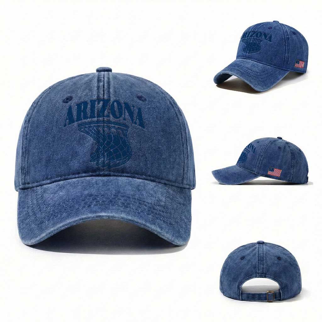 Arizona State Hoops Fan Gift Washed Cotton Baseball Cap Basketball Lover TS12 Washed Cap Universal Fit Royal Blue Print Your Wear
