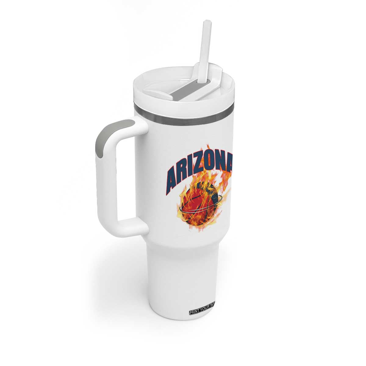 Arizona State Pride Tumbler With Handle Flaming Basketball Coach Gift TS12 Print Your Wear