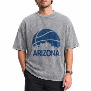 Arizona Skyline Pride Washed Cotton T-Shirt Gift For Basketball Fan