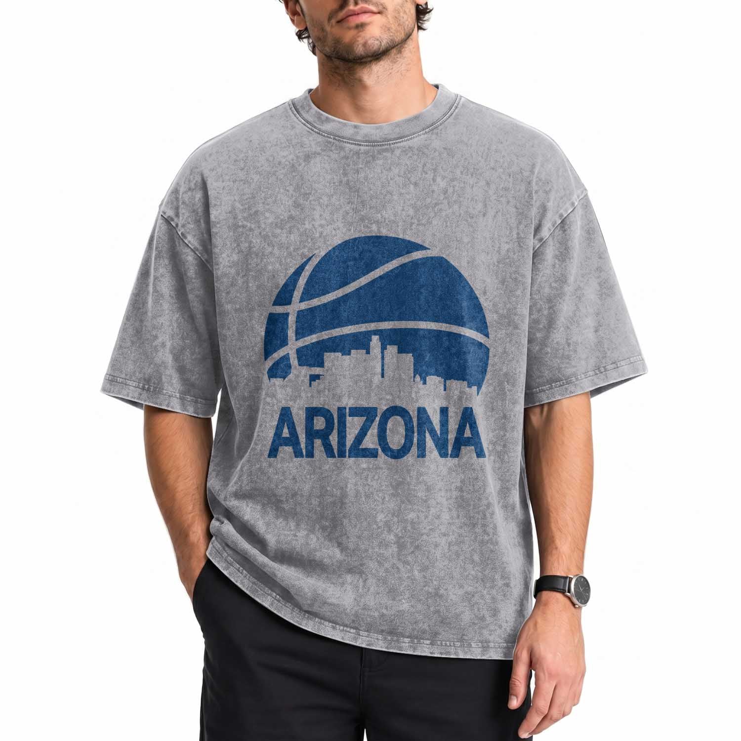 Arizona Skyline Pride Washed Cotton T-Shirt Gift For Basketball Fan