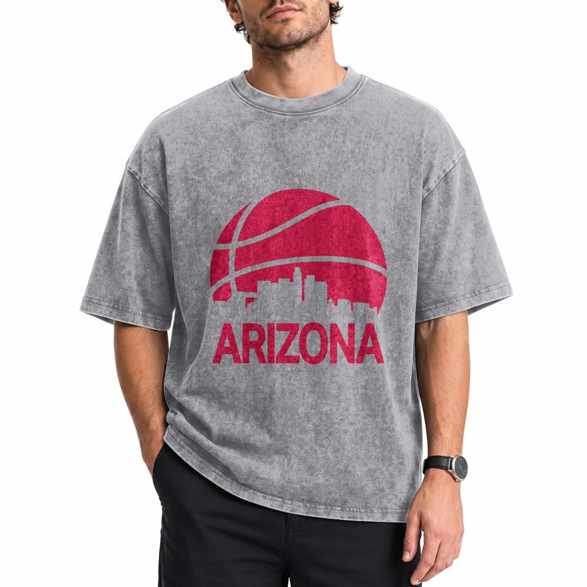 Arizona Skyline State Pride Washed Cotton T-Shirt Modern Urban Hoops Basketball