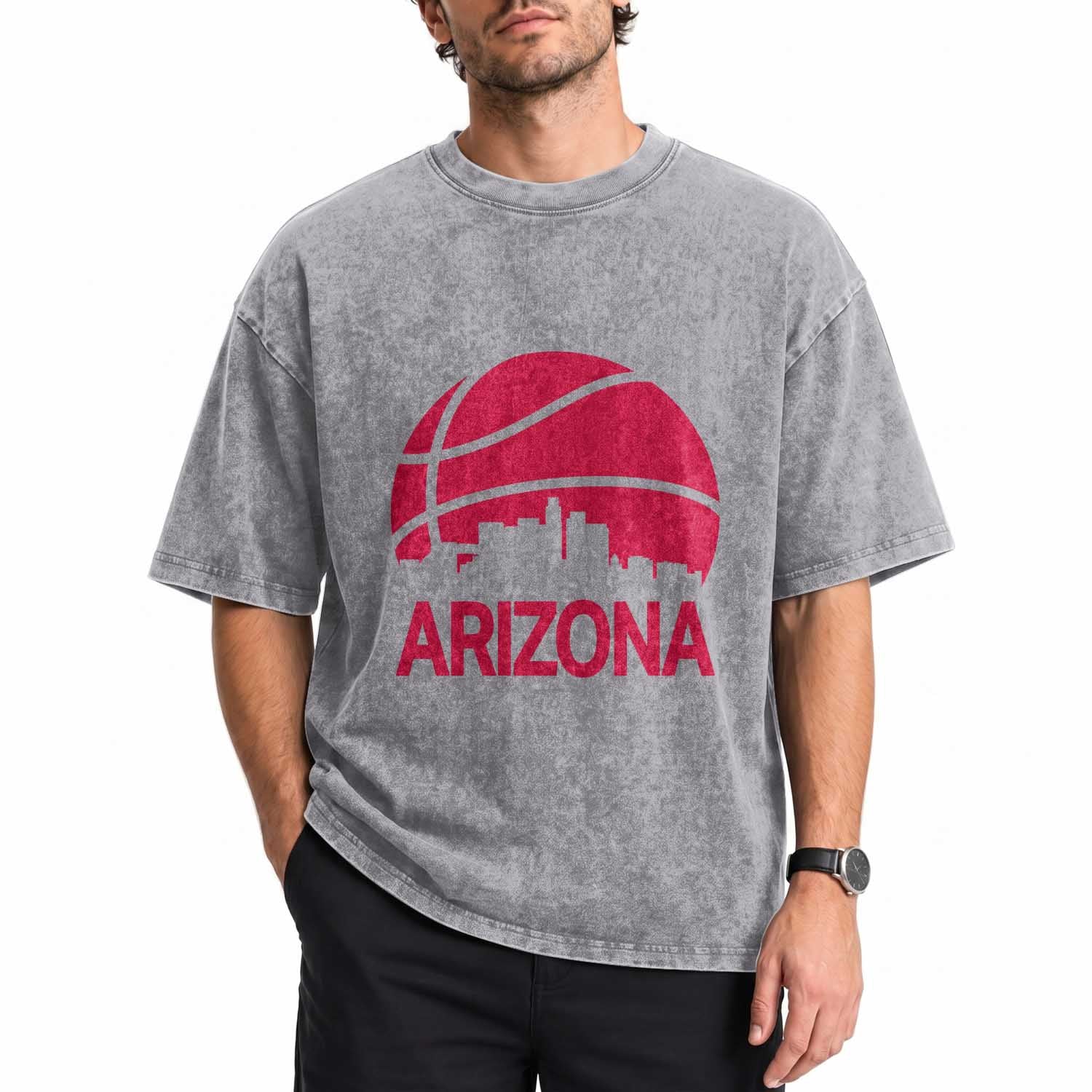 Arizona Skyline State Pride Washed Cotton T-Shirt Modern Urban Hoops Basketball