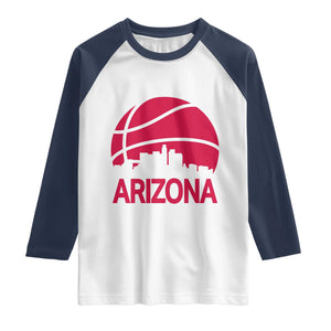 Arizona Skyline State Pride Raglan Shirt Modern Urban Hoops Basketball TS12 White Navy Print Your Wear