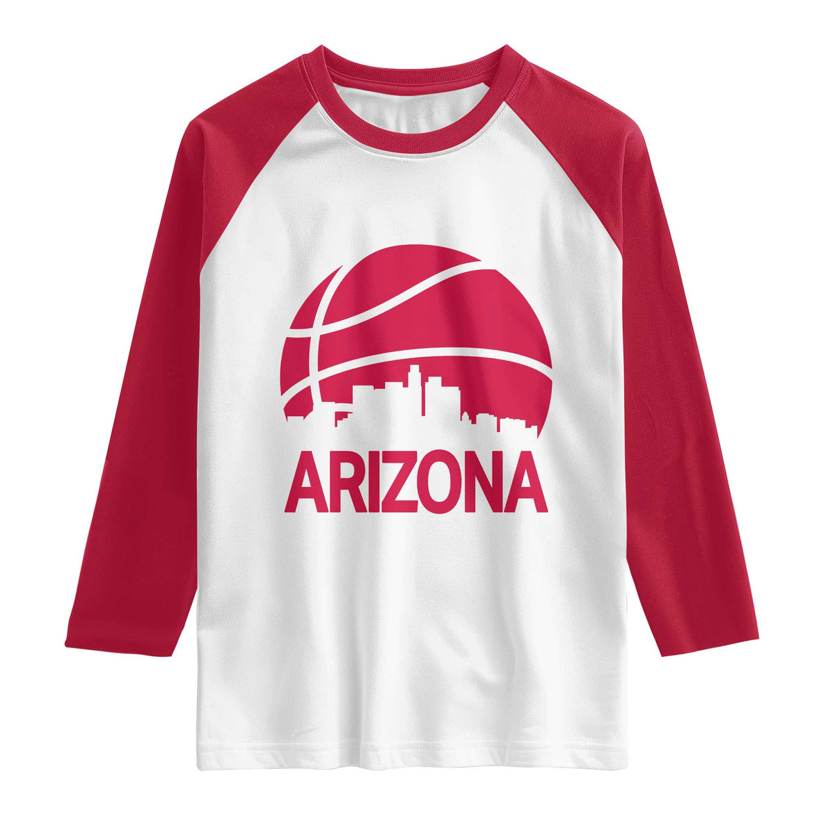 Arizona Skyline State Pride Raglan Shirt Modern Urban Hoops Basketball TS12 White Red Print Your Wear