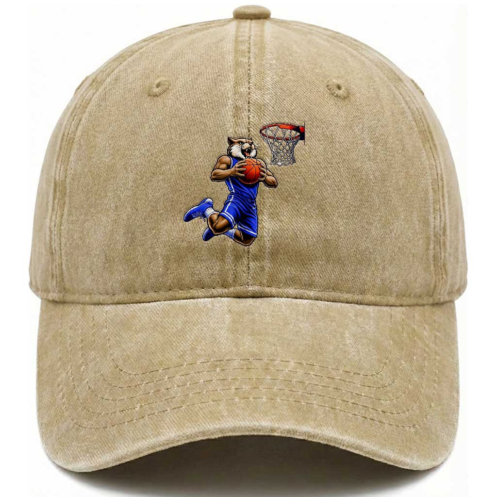Funny Wildcat Dunking Basketball Washed Cotton Baseball Cap Gift For Sports Fan TS12 Print Your Wear