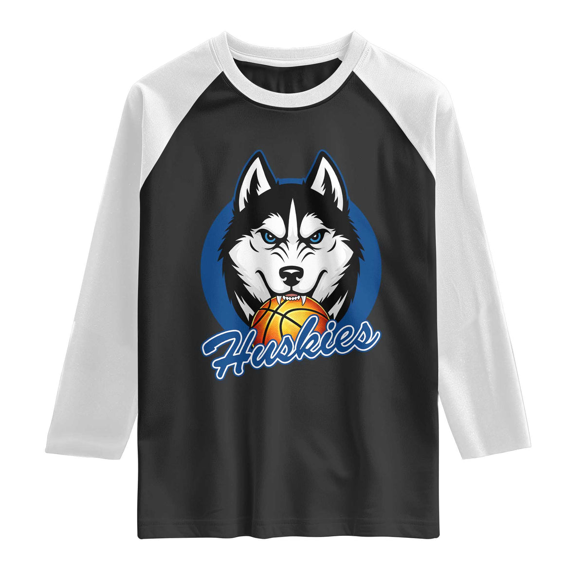 Cool Siberian Husky Basketball Raglan Shirt Gift For Dog Lovers TS12 Black White Print Your Wear