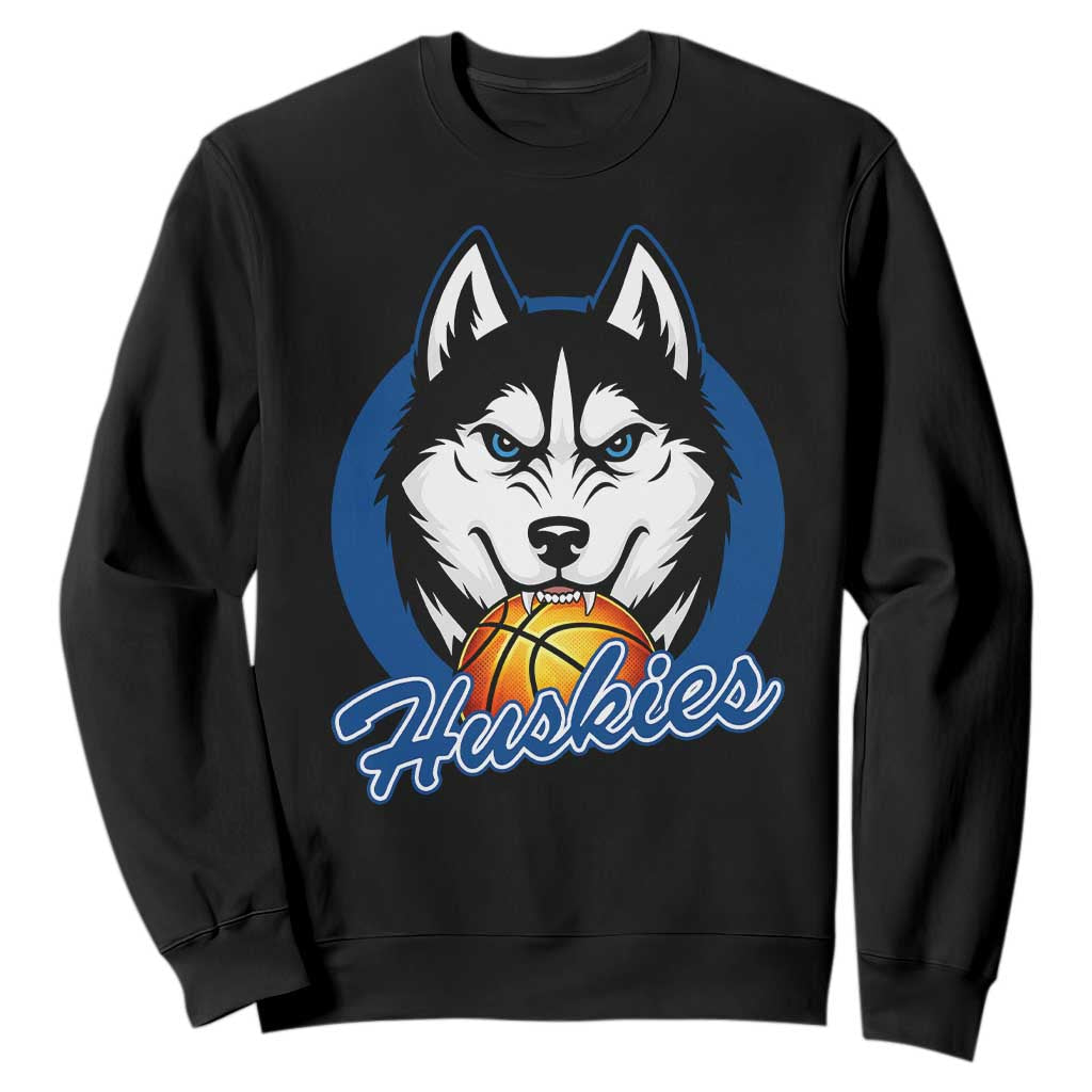 Cool Siberian Husky Basketball Sweatshirt Gift For Dog Lovers TS12 Black Print Your Wear