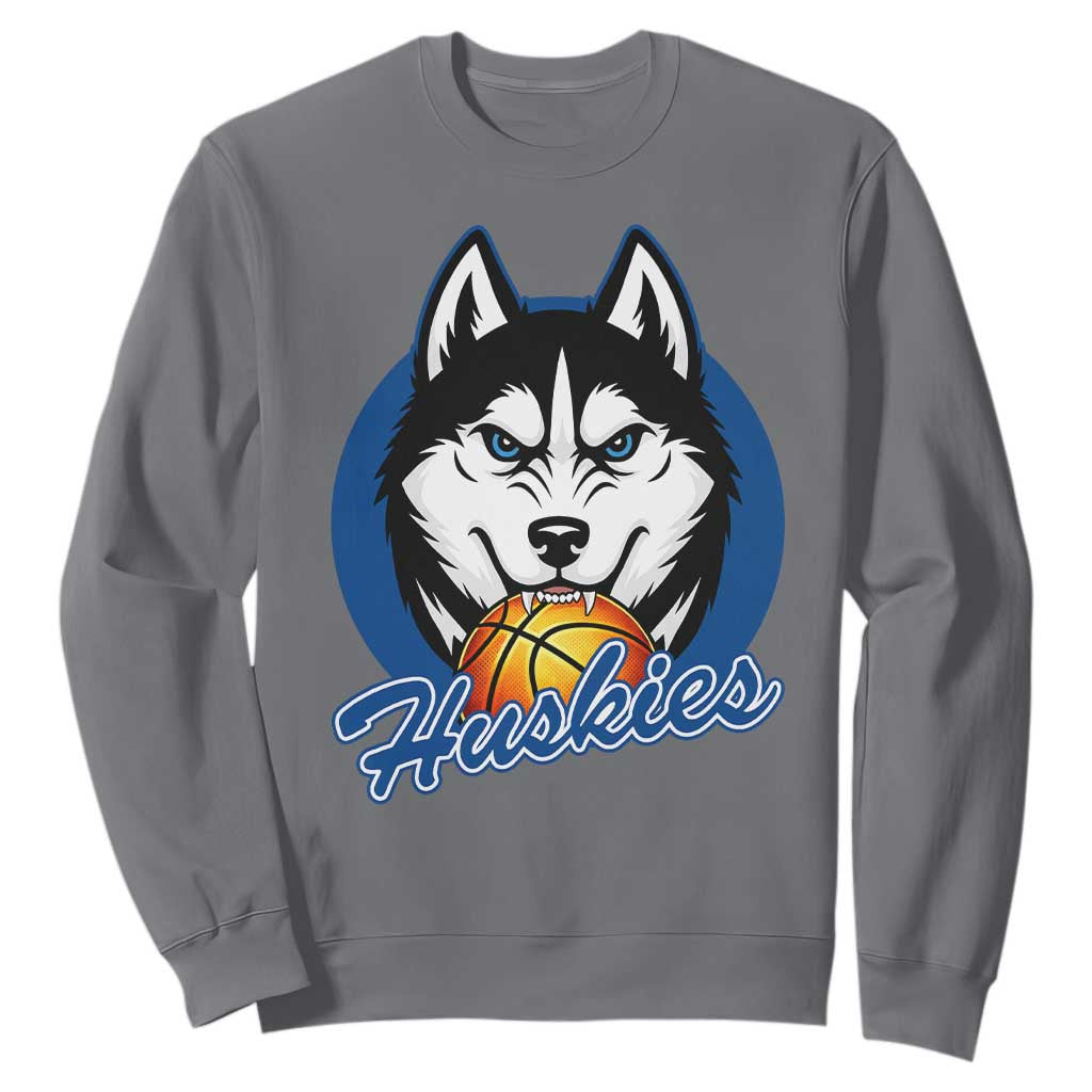Cool Siberian Husky Basketball Sweatshirt Gift For Dog Lovers TS12 Charcoal Print Your Wear