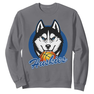 Cool Siberian Husky Basketball Sweatshirt Gift For Dog Lovers TS12 Charcoal Print Your Wear