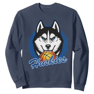 Cool Siberian Husky Basketball Sweatshirt Gift For Dog Lovers TS12 Navy Print Your Wear