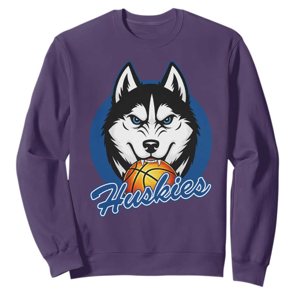 Cool Siberian Husky Basketball Sweatshirt Gift For Dog Lovers TS12 Purple Print Your Wear