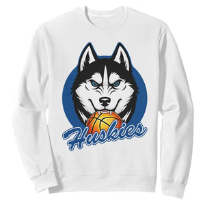 Cool Siberian Husky Basketball Sweatshirt Gift For Dog Lovers TS12 White Print Your Wear