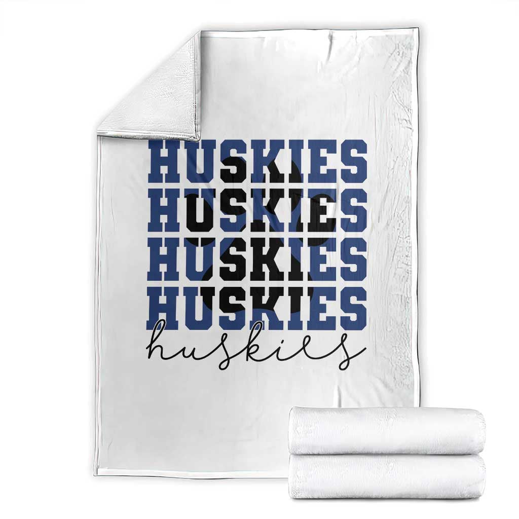 Husky Fan Paw Inset Throw Blanket Team Pride School Spirit TS12 White Print Your Wear