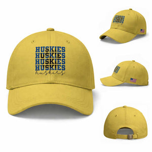Husky Fan Paw Inset Baseball Cap Team Pride School Spirit TS12 Baseball Cap Universal Fit Yellow Print Your Wear