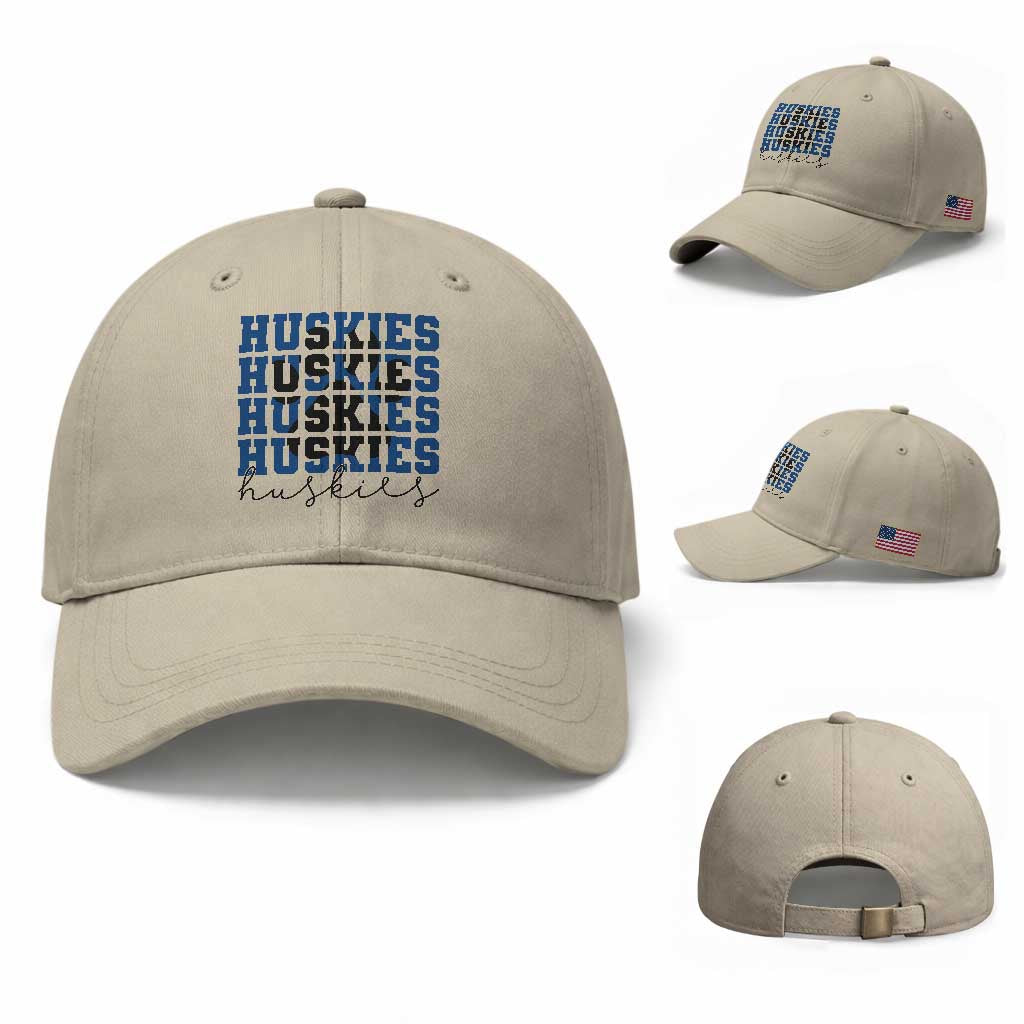 Husky Fan Paw Inset Baseball Cap Team Pride School Spirit TS12 Baseball Cap Universal Fit Beige Print Your Wear