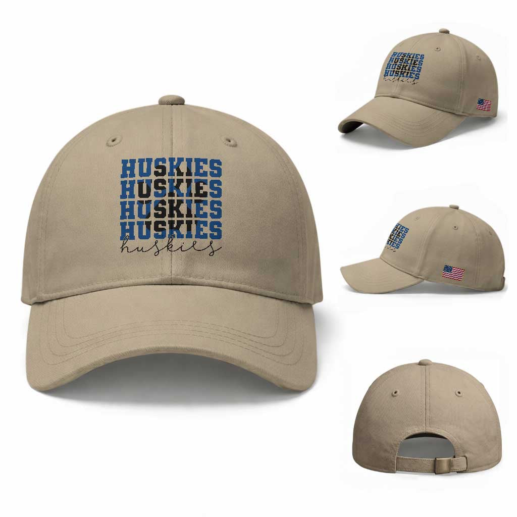 Husky Fan Paw Inset Baseball Cap Team Pride School Spirit TS12 Baseball Cap Universal Fit Khaki Print Your Wear