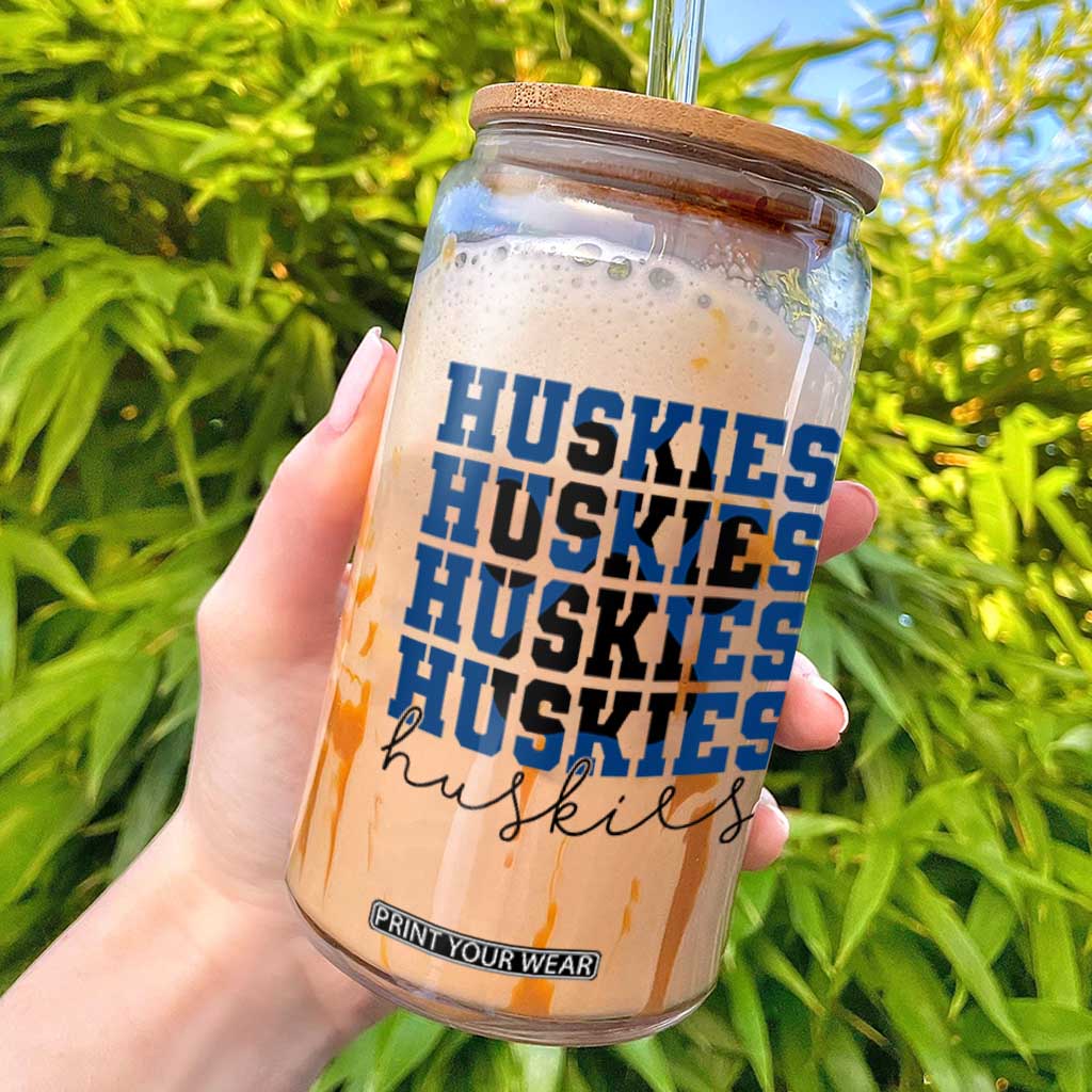 Husky Fan Paw Inset Glass Can Team Pride School Spirit TS12 White Print Your Wear