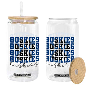 Husky Fan Paw Inset Glass Can Team Pride School Spirit TS12 Print Your Wear