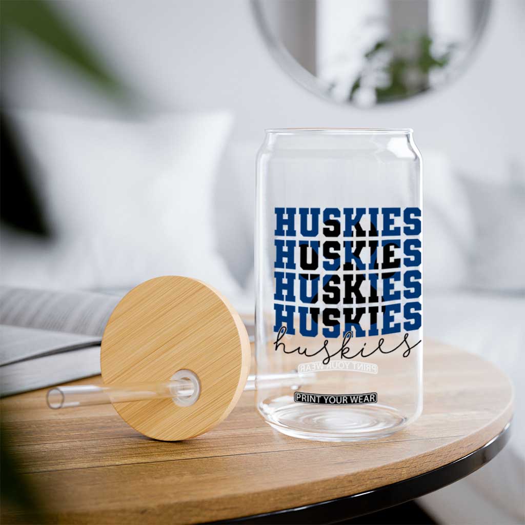 Husky Fan Paw Inset Glass Can Team Pride School Spirit TS12 Print Your Wear