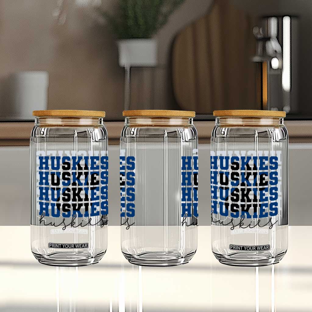 Husky Fan Paw Inset Glass Can Team Pride School Spirit TS12 Print Your Wear