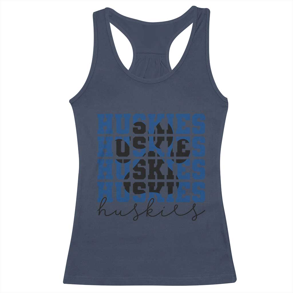 Husky Fan Paw Inset Racerback Tank Top Team Pride School Spirit TS12 Navy Print Your Wear