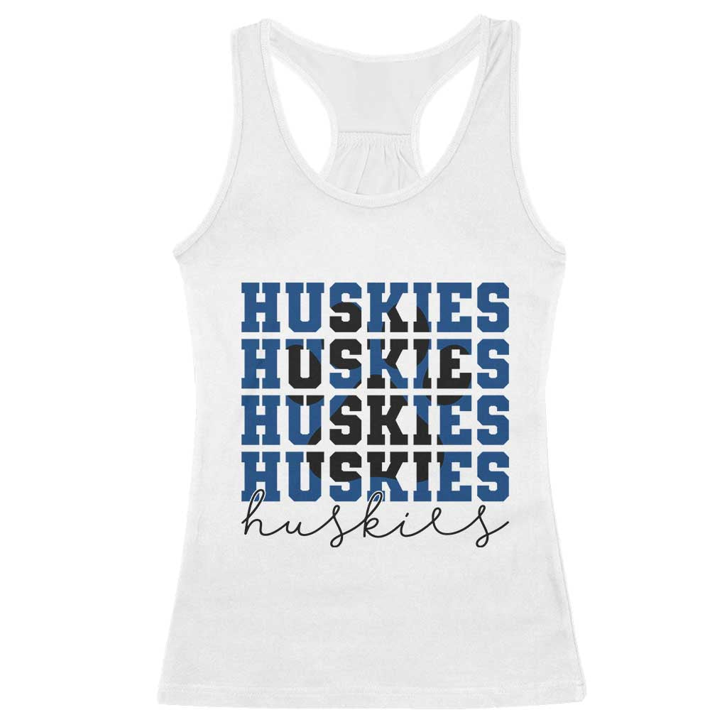 Husky Fan Paw Inset Racerback Tank Top Team Pride School Spirit TS12 White Print Your Wear