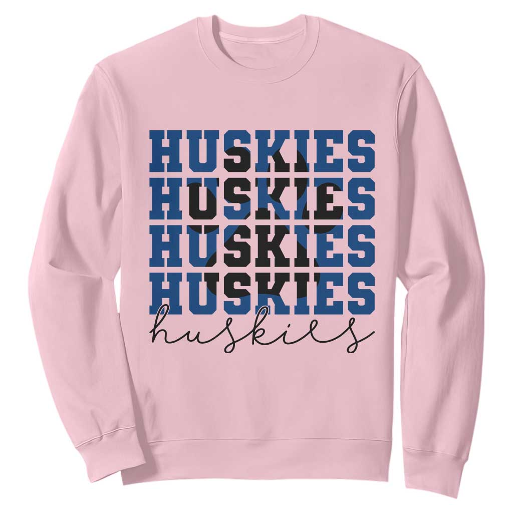 Husky Fan Paw Inset Sweatshirt Team Pride School Spirit TS12 Light Pink Print Your Wear