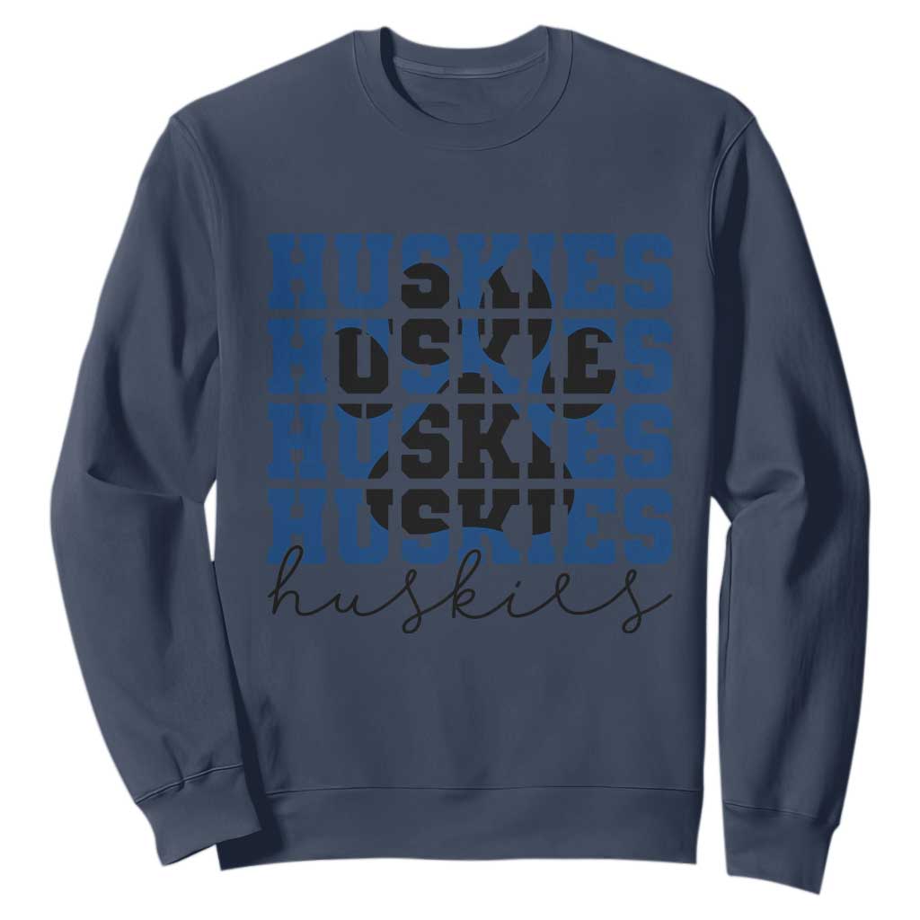 Husky Fan Paw Inset Sweatshirt Team Pride School Spirit TS12 Navy Print Your Wear