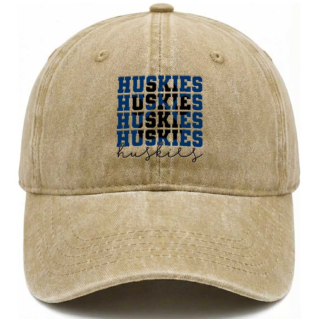 Husky Fan Paw Inset Washed Cotton Baseball Cap Team Pride School Spirit TS12 Print Your Wear