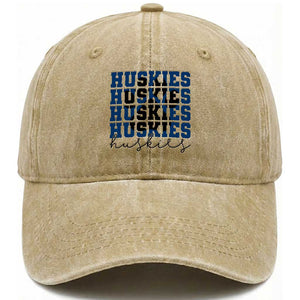 Husky Fan Paw Inset Washed Cotton Baseball Cap Team Pride School Spirit TS12 Print Your Wear