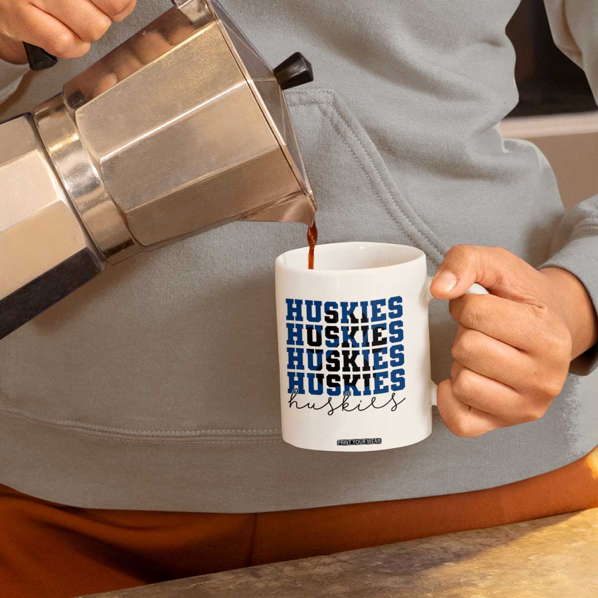 Husky Fan Paw Inset Coffee Mug Team Pride School Spirit TS12 Print Your Wear