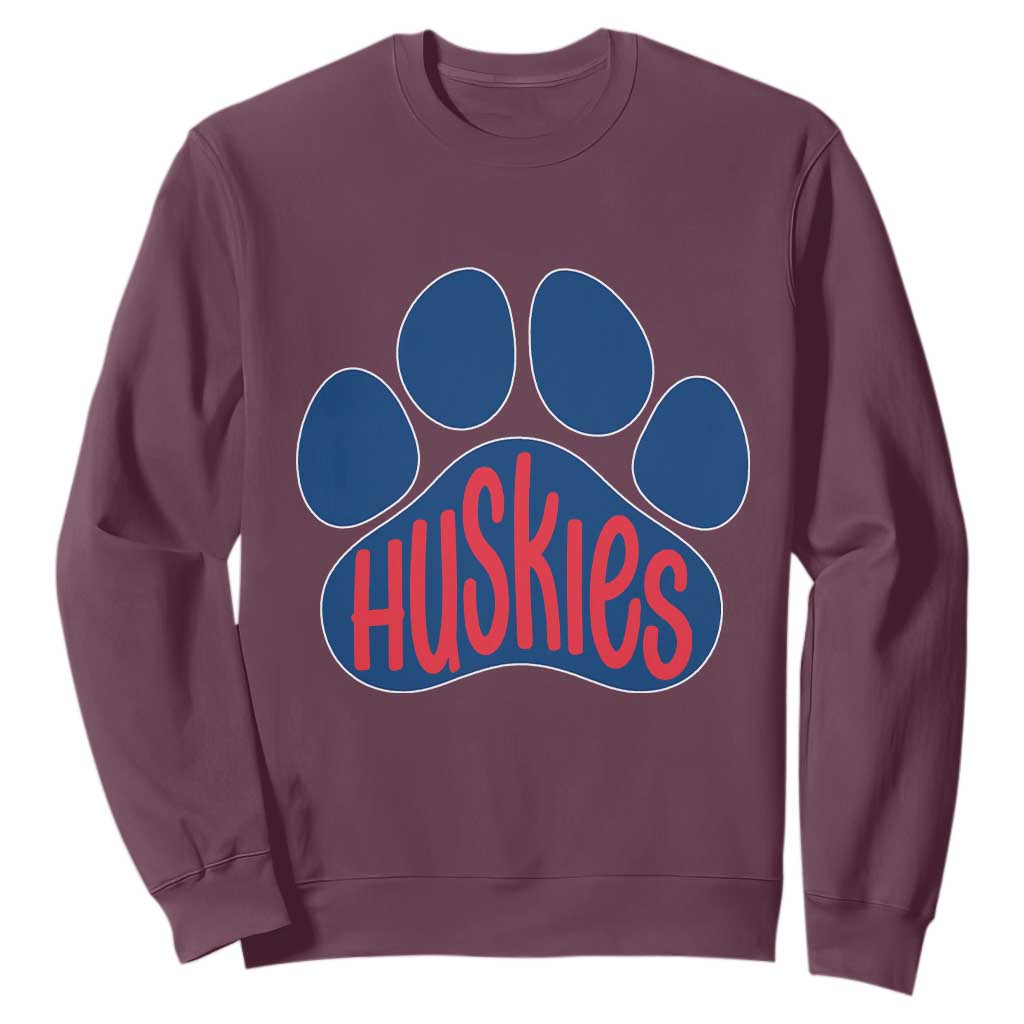 Siberian Husky Fan Paw Sweatshirt Sports Dog Lover TS12 Maroon Print Your Wear