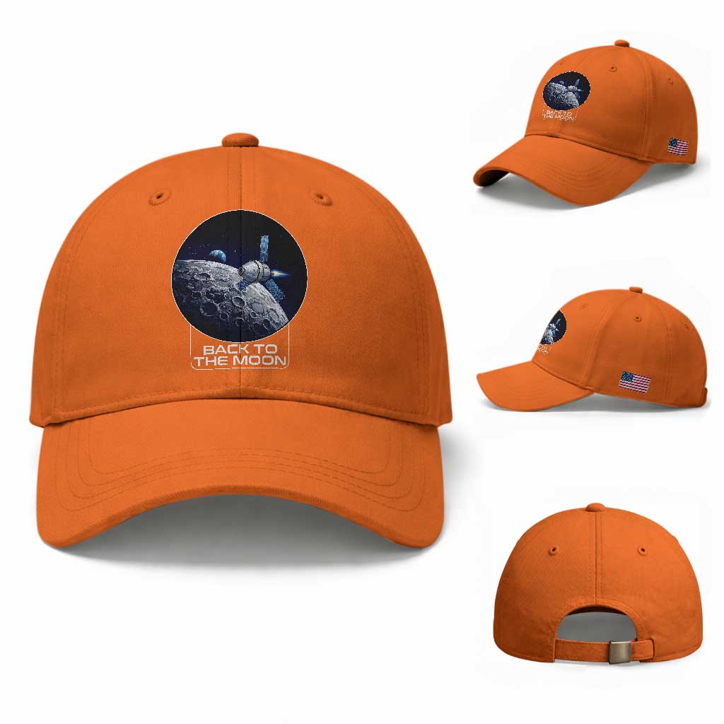 Back To The Moon Baseball Cap Lunar Mission Astronaut Space Lover TS12 Baseball Cap Universal Fit Orange Print Your Wear