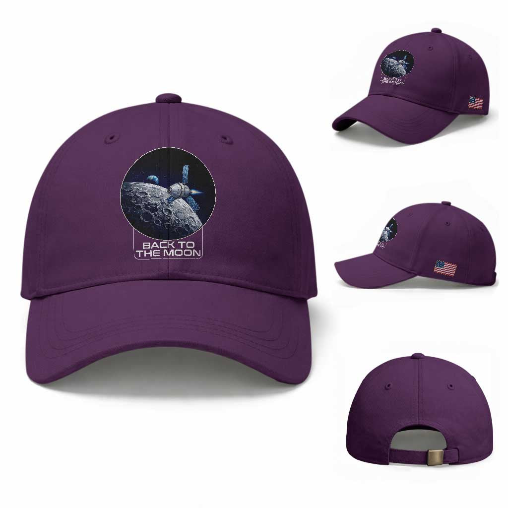 Back To The Moon Baseball Cap Lunar Mission Astronaut Space Lover TS12 Baseball Cap Universal Fit Purple Print Your Wear