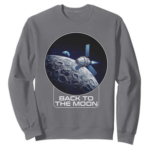 Back To The Moon Sweatshirt Lunar Mission Astronaut Space Lover TS12 Charcoal Print Your Wear
