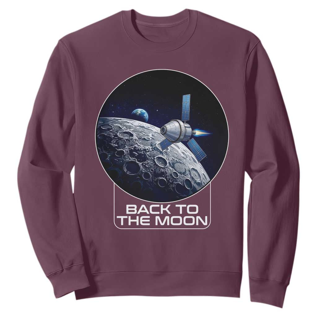 Back To The Moon Sweatshirt Lunar Mission Astronaut Space Lover TS12 Maroon Print Your Wear
