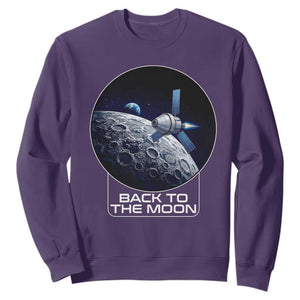 Back To The Moon Sweatshirt Lunar Mission Astronaut Space Lover TS12 Purple Print Your Wear