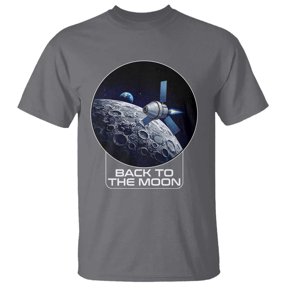 Back To The Moon T Shirt Lunar Mission Astronaut Space Lover TS12 Charcoal Print Your Wear