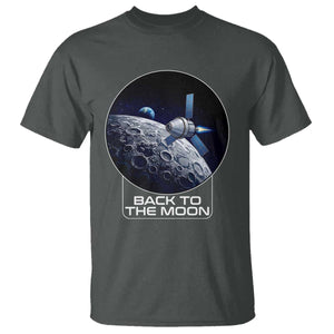 Back To The Moon T Shirt Lunar Mission Astronaut Space Lover TS12 Dark Heather Print Your Wear