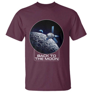 Back To The Moon T Shirt Lunar Mission Astronaut Space Lover TS12 Maroon Print Your Wear