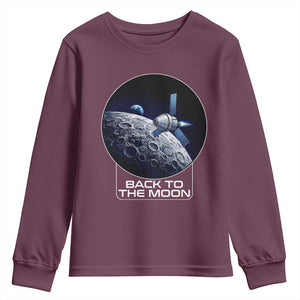 Back To The Moon Youth Sweatshirt Lunar Mission Astronaut Space Lover TS12 Maroon Print Your Wear