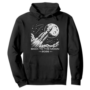 Back To The Moon Hoodie Space Exploration Moon Journey 2026 TS12 Black Print Your Wear