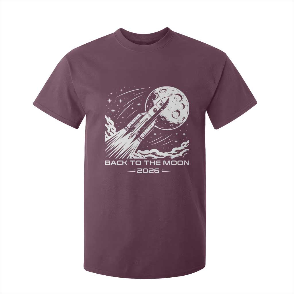 Back To The Moon T Shirt For Kid Space Exploration Moon Journey 2026 TS12 Maroon Print Your Wear
