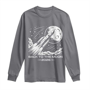 Back To The Moon Long Sleeve Shirt Space Exploration Moon Journey 2026 TS12 Charcoal Print Your Wear