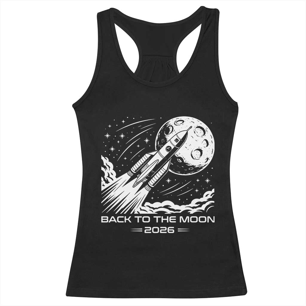 Back To The Moon Racerback Tank Top Space Exploration Moon Journey 2026 TS12 Black Print Your Wear